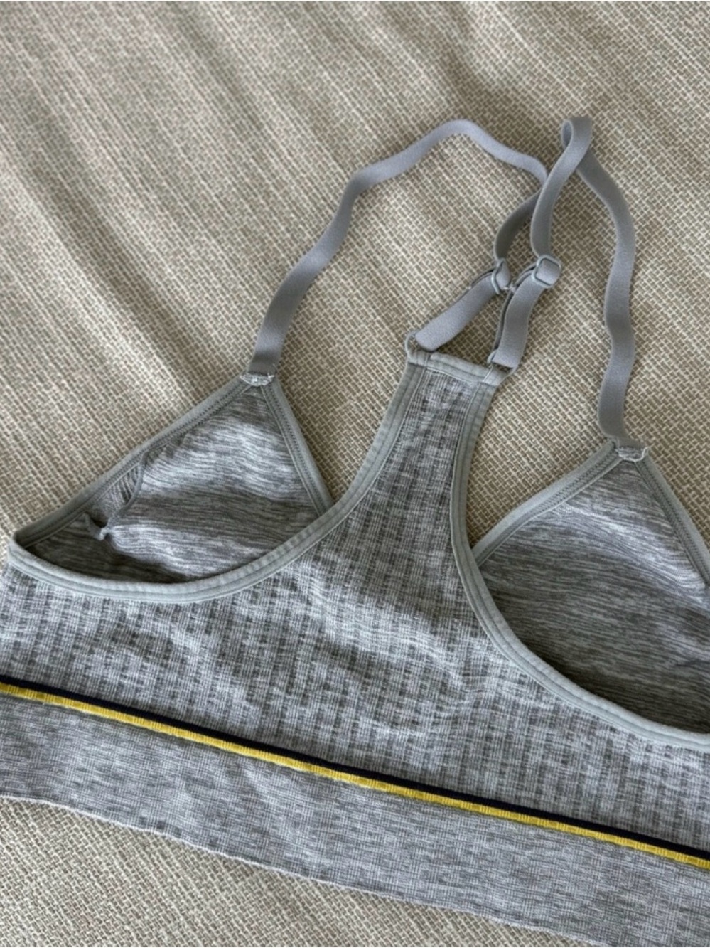Tommy Hilfiger Heather Gray Logo Bralette with Navy & Yellow Stripe - Picture 2 of 4